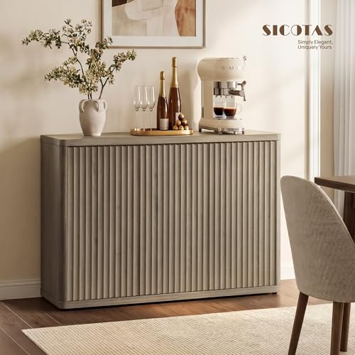Buffet Cabinet with Storage Sideboard with 3 Doors Modern 46.6" W Credenza, view 3