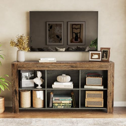TV Stand with Storage, 63-Inch Entertainment Center with Shelves, view 3