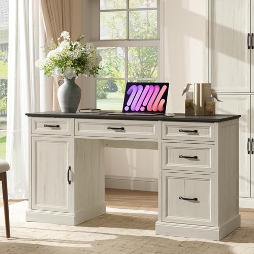 58'' Farmhouse Executive Desk with Drawers, view 2