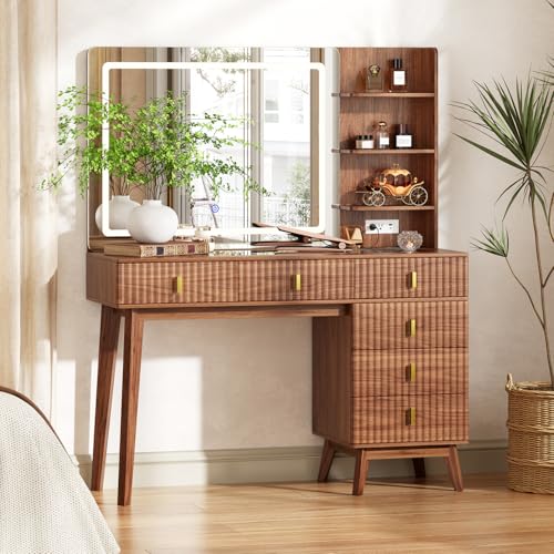 Large Makeup Vanity Desk with Mirror and Lights, view 2