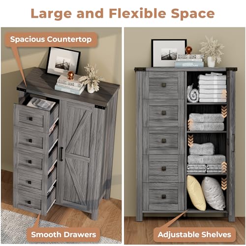 Farmhouse Dresser Storage Cabinet Chest of Drawer for Bedroom, view 6