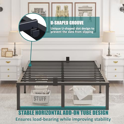 King Bed Frame, 18 Inch High 3500 lbs Metal Platform, view 6