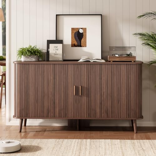 55" Fluted Sideboard Buffet Cabinet with Sliding Door, view 4