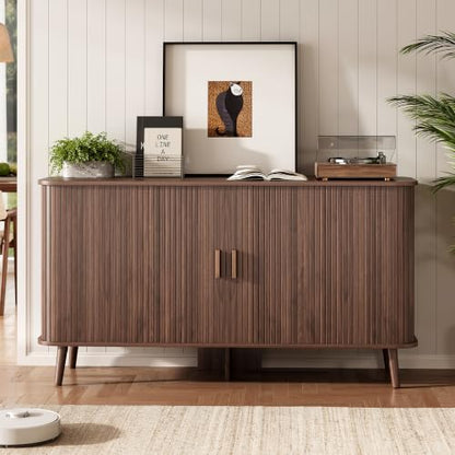 55" Fluted Sideboard Buffet Cabinet with Sliding Door, view 4