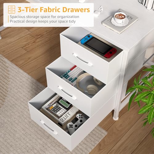 DLisiting White Computer Desk with Hutch & Drawers, view 7