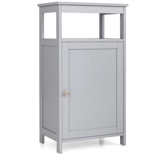 Bathroom Floor Storage Cabinet, Multifunctional Free Standing Cabinet with Single Door and Adjustable Shelf, Side Cabinet for Home Living Room Office(Grey)