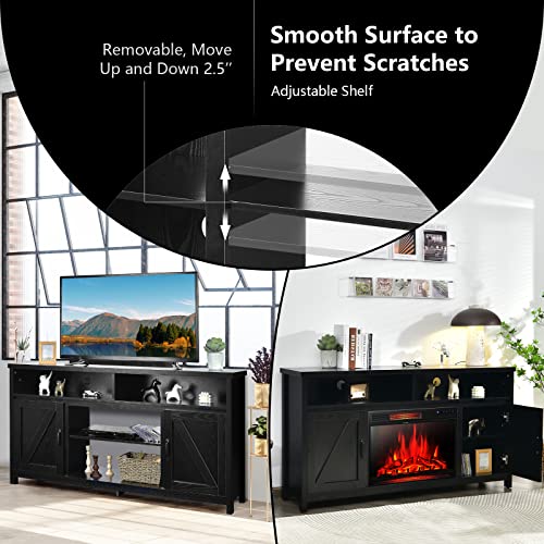 Modern Farmhouse TV Stand, 59-Inch Storage Cabinet for TVs Up to 65 Inches, view 9