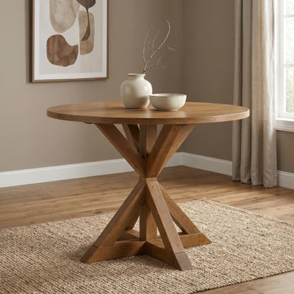 Windvale Cross-Buck Base Counter Height Dining Table, Cottage Oak