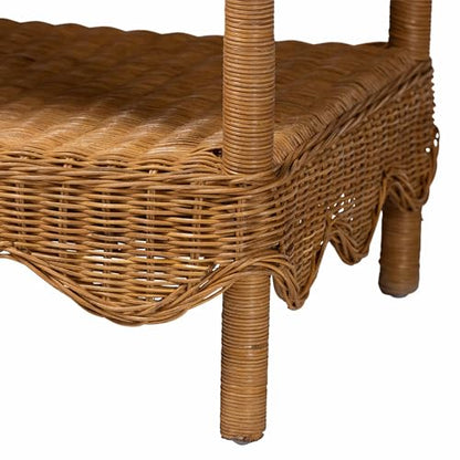 Oteria Bohemian Light Honey Scalloped Rattan Side Table