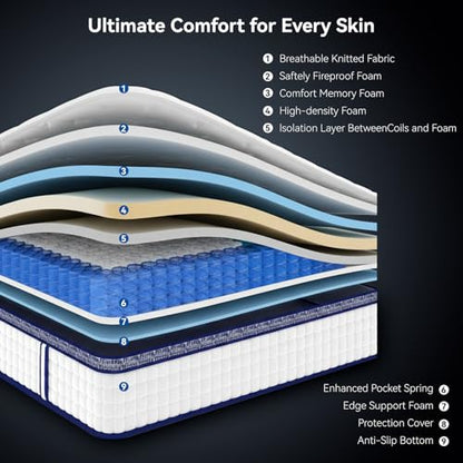 Queen Mattress, 12 Inch Hybrid Queen Size Mattresses in a Box, view 7