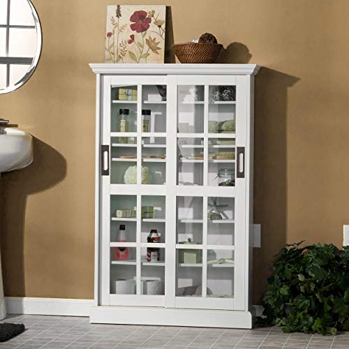Sliding Door Media Cabinet - White, view 3
