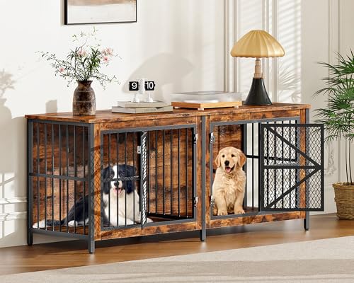 71 Inch Double Dog Crate Furniture for 2 Dogs, view 4