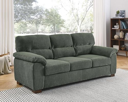 81" Tufted Leather Chaise Lounge, Modern Sofa with Curved Arms, view 2