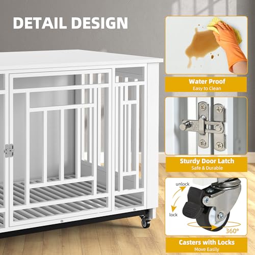 76" Double Dog Crate Furniture for 2 Large Medium Dogs Chew-Resistant, view 7