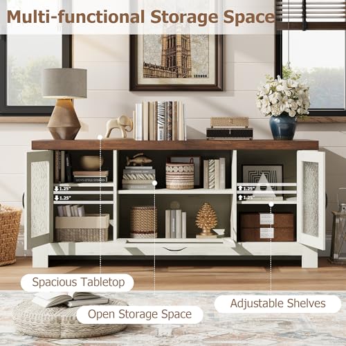TV Stand for 65 Inch TV for Living Room, White & Brown, view 6