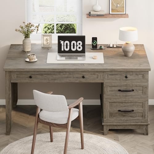 Executive Home Office Desk, Adjustable File Drawer Office Desk, view 5