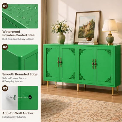 Green Metal Cabinet, Sideboard Buffet Cabinet, TV Stand Cabinet, view 5