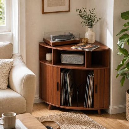 Corner Record Player Stand with Charging Station, view 7