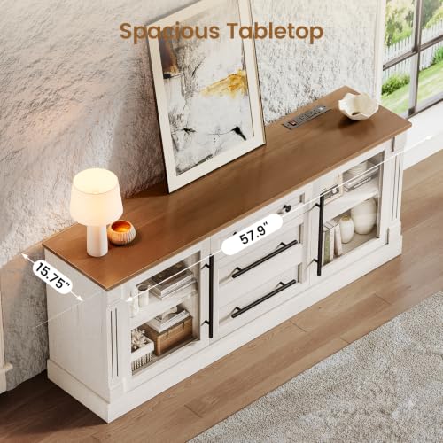 Farmhouse TV Stands for 65 Inch TV with Storage for Living Room, view 7