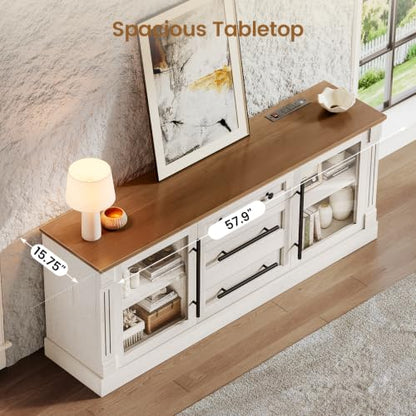 Farmhouse TV Stands for 65 Inch TV with Storage for Living Room, view 7