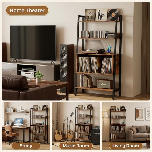 Record Player Stand, 5-Tier Turntable Stand with Charge Station, view 5