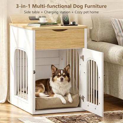 Dog Crate Furniture, Indoor Nightstand with Charging Station, view 4