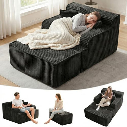 Chaise Lounge Chair Indoor, Boneless Chair with Ottoman, view 2