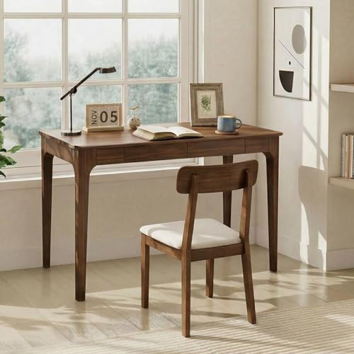 47" Solid Wood Desk, Office Executive Desk w/ 2 Drawers, Walnut, view 8