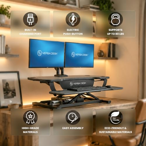 PowerPro 40 Inch Electric Standing Desk Converter – Push-Button Height, view 4