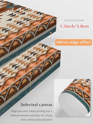 NuYeBiofx Southwestern Ethnic Geometric Art Canvas Wall Art Prints,40"x28" Framed Picture Artwork Rustic Tribal Native Arrows Printed Canvas Oil Painting for Living Room Bedroom Office,Ready to Hang