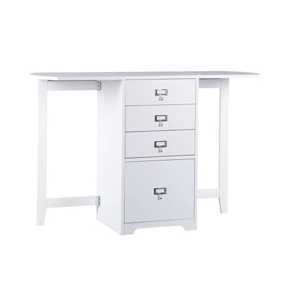 Drop-Leaf Desk w/Storage, White