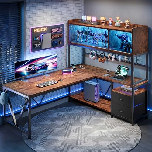 L Shaped Gaming Desk with Drawers, view 4