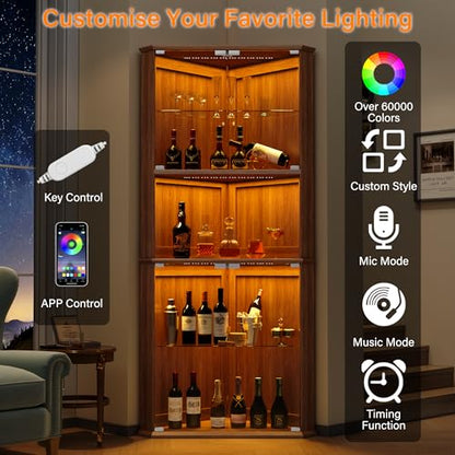 72" Corner Curio Cabinet with RGB LED Lights, view 5