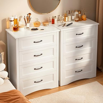 4 Drawer Dresser for Bedroom, Wood Storage Chest, White, view 6