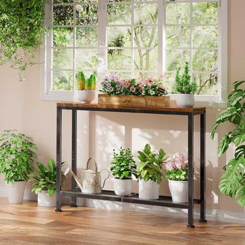 Console Table, 32" Sofa Table with Storage Shelf, Narrow Entryway Table, for Hallway, Behind The Couch, Living Room, Rustic Brown