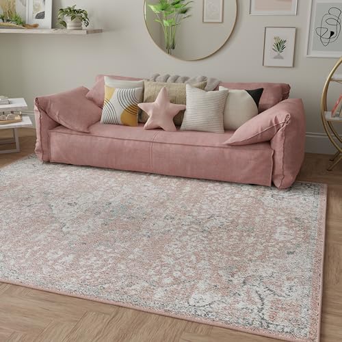 Harper HY50B Pink Amaranth Transitional Vintage Non-Shedding Living Room Bedroom Nursery Dining Home Office Area Rug, 5'0"x7'0"