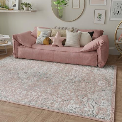 Harper HY50B Pink Amaranth Transitional Vintage Non-Shedding Living Room Bedroom Nursery Dining Home Office Area Rug, 5'0"x7'0"