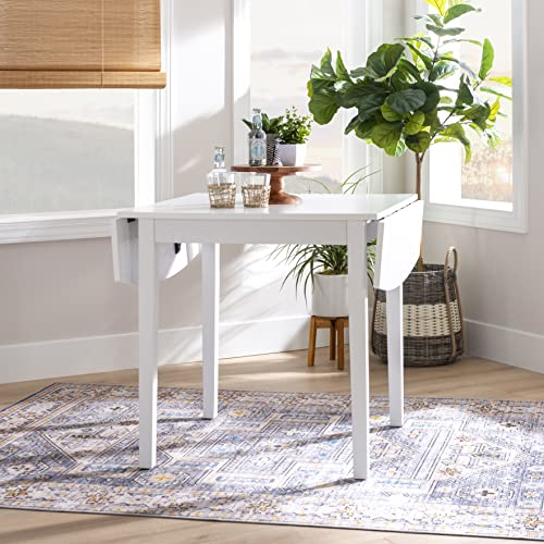 Torino White 30" Square Drop Leaf Table - 30" X 48" Fully Extended