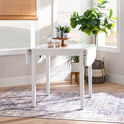 Torino White 30" Square Drop Leaf Table - 30" X 48" Fully Extended