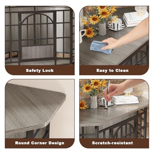 52" Corner Dog Crate Furniture, Gray, view 7