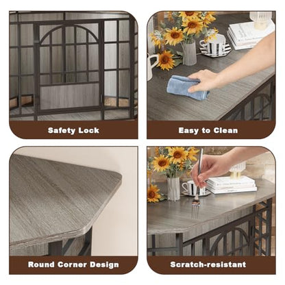52" Corner Dog Crate Furniture, Gray, view 7