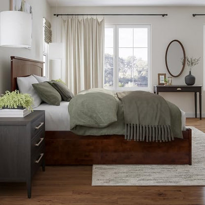Nantucket King Platform Bed with Footboard & Storage Drawers, Walnut, view 5