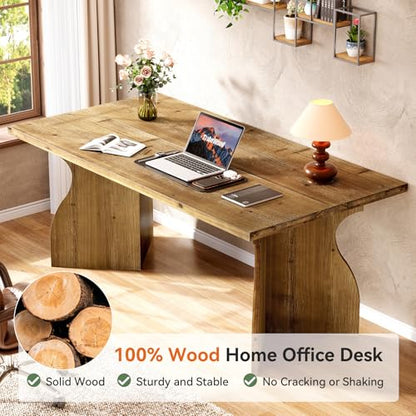 63-Inch Solid Wood Office Desk, view 5