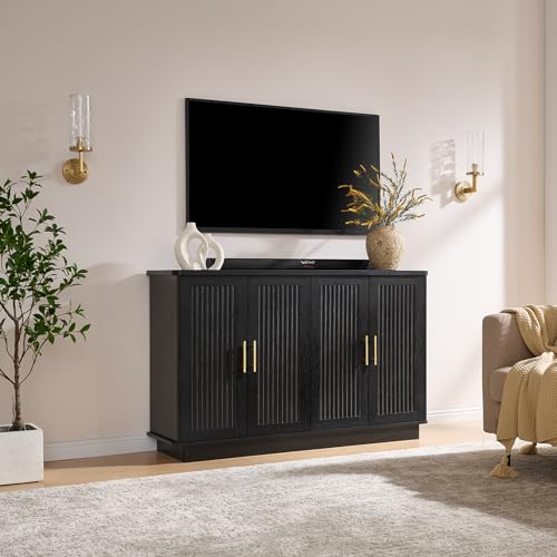 Modern Sideboard Buffet Cabinet with Storage, Black, view 8