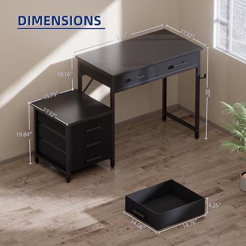 47 inch Small Computer Desk with 5 Drawers for Study Writing, view 5