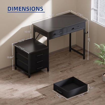 47 inch Small Computer Desk with 5 Drawers for Study Writing, view 5