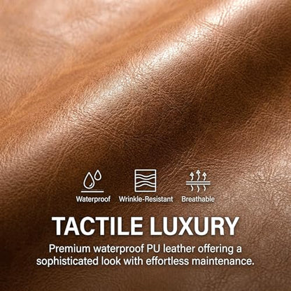 PU Leather Accent Chairs Set of 2 Brown Lounge Chairs with Metal Legs Modern Armchairs Upholstered Mid-Century Comfy Leisure Chair for Bedroom Living Room Reception Area