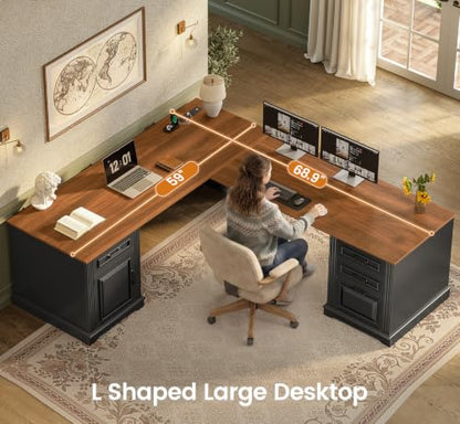 Farmhouse 69" Executive L Shaped Desk, view 5