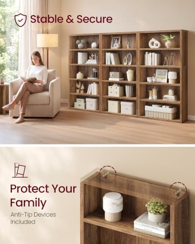 5-Tier Bookshelf, Minimalist Bookcase with Adjustable Shelves, view 8