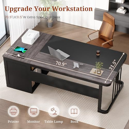 70.9" Executive Desk with Power Outlet, view 5